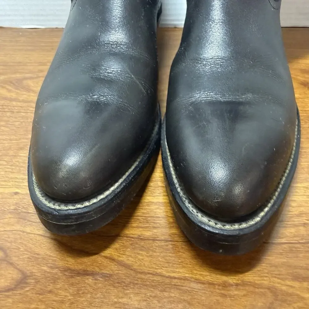 Mason Western Black Leather Cowboy Work Boots Vibram Men’s Size 9